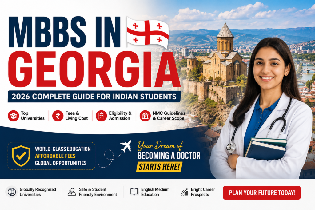 MBBS in Georgia 2026 guide for Indian students covering fees, eligibility, top medical universities, admission process, and NMC guidelines.
