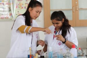 Students at Kyrgyz State University campus