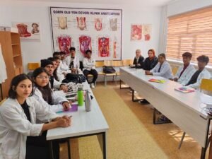 Students at Kyrgyz State University campus