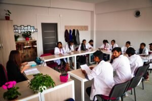 Students at Kyrgyz State University campus